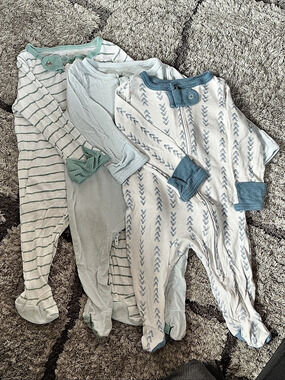 cloud island Sleep 'N Play Footed Pajamas 3-Pack Baby Footies Blue & White
